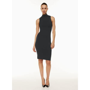 Babaton Aritzia Dress Womens Medium Black Mock Neck Sleeveless Bodycon Midi